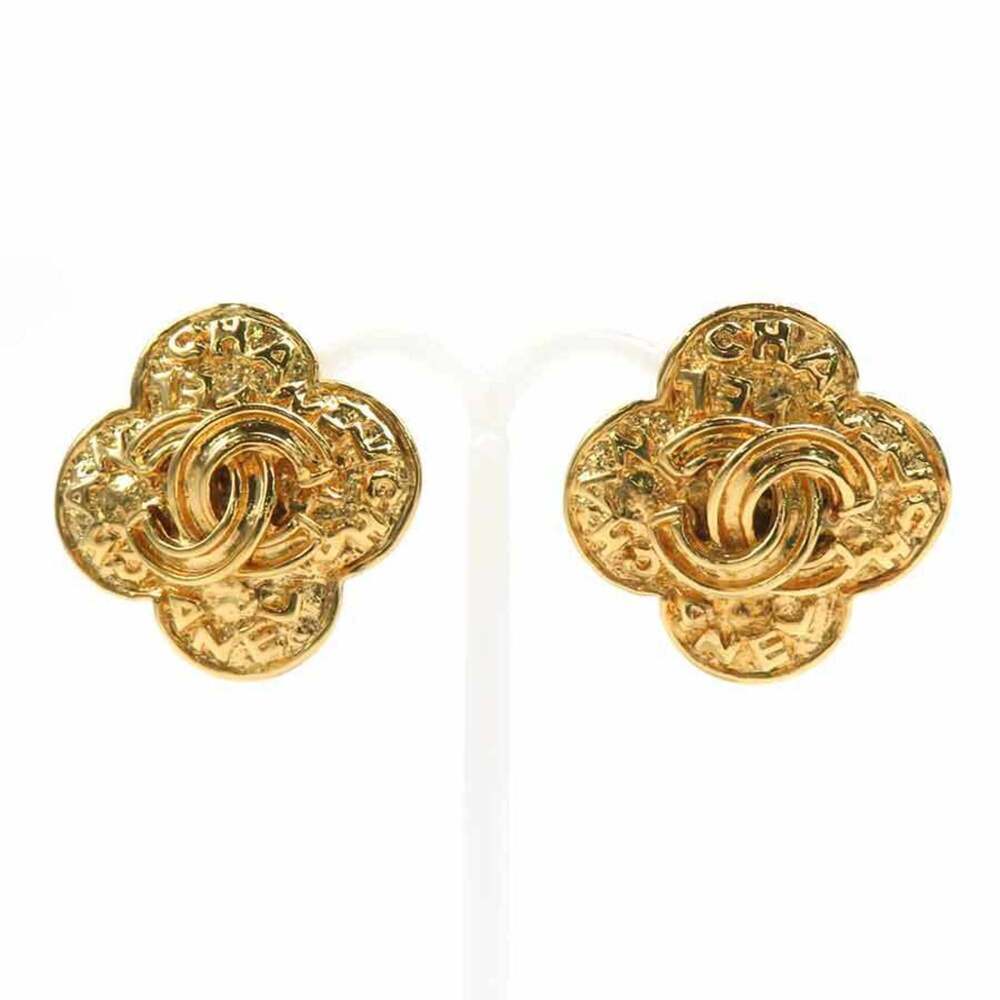 CHANEL Gold Logo Earrings
